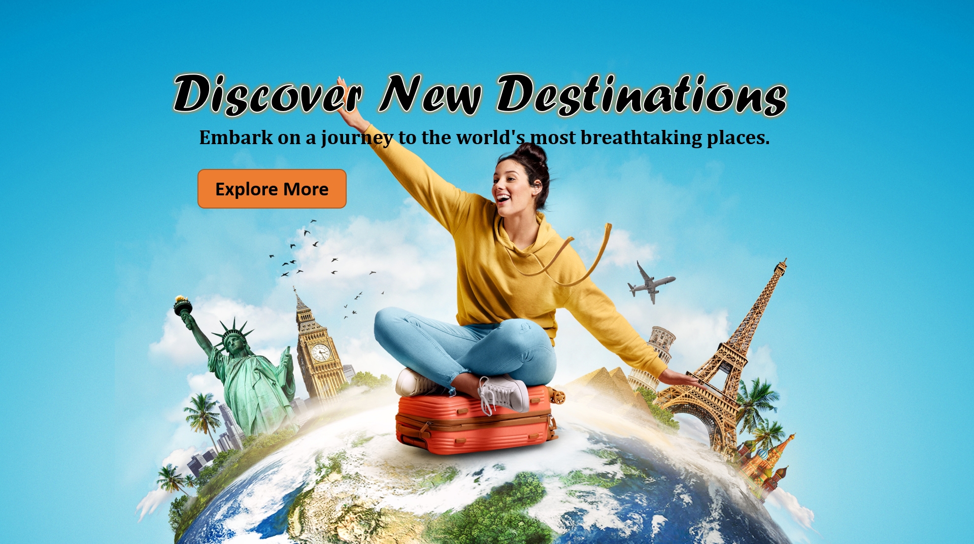 Travel&Trade full shot travel concept with landmarks