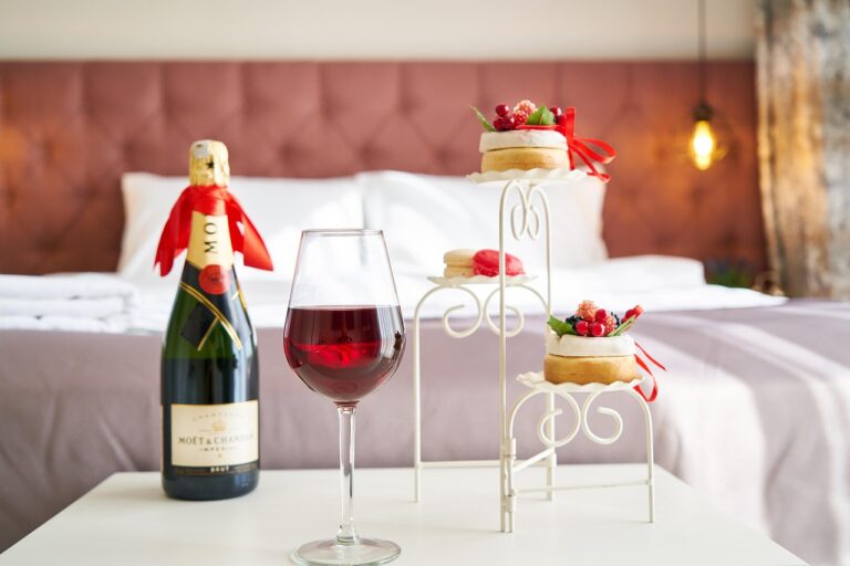 wine, hotel, room, celebration, glass, marriage, marry, honeymoon, beautiful, anniversary, bed, alcohol, holiday, pine, food, drink, healthy, present, elegant, special, love, service, happiness, honeymoon, honeymoon, honeymoon, honeymoon, honeymoon